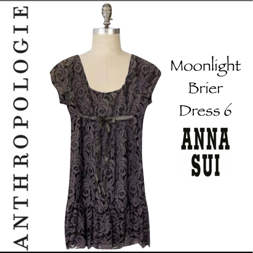 Anna Sui for Anthropologie Moonlight Briar Dress EUC Size 6 LBD Lace